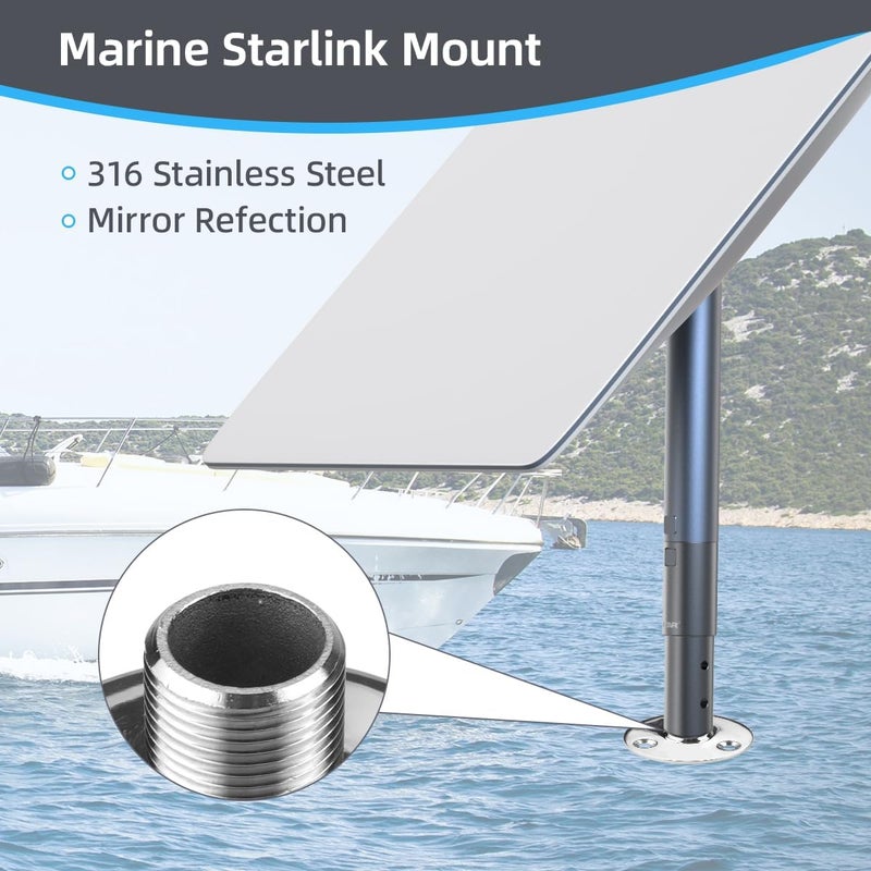 XTAR Starlink Mounting Kit for Marine Yacht Ship RV, Pipe & Pole Mount Adapter, Marine Antenna Mount for Starlink Internet Kit Satellite (Mount KT 2) - Image 4